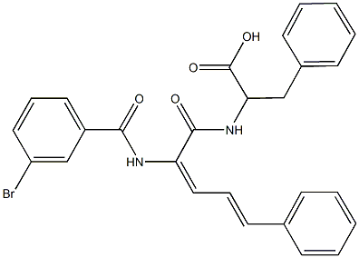 N-{2-[(3-bromobenzoyl)amino]-5-phenyl-2,4-pentadienoyl}phenylalanine Struktur