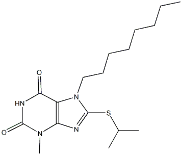 8-(isopropylsulfanyl)-3-methyl-7-octyl-3,7-dihydro-1H-purine-2,6-dione Struktur