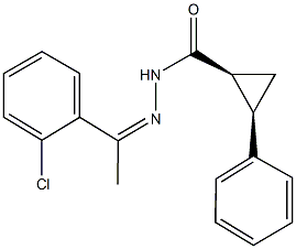 N'-[1-(2-chlorophenyl)ethylidene]-2-phenylcyclopropanecarbohydrazide Struktur