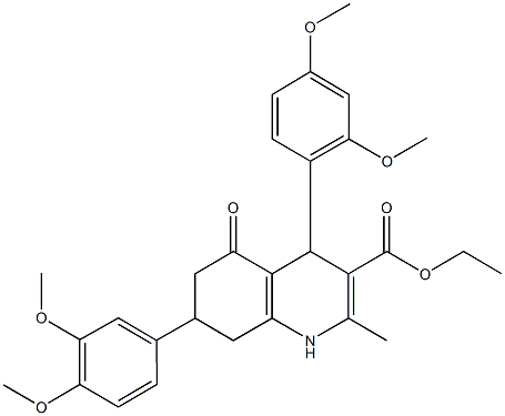 ethyl 4-(2,4-dimethoxyphenyl)-7-(3,4-dimethoxyphenyl)-2-methyl-5-oxo-1,4,5,6,7,8-hexahydro-3-quinolinecarboxylate Struktur