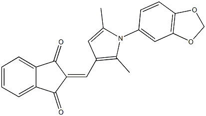 2-{[1-(1,3-benzodioxol-5-yl)-2,5-dimethyl-1H-pyrrol-3-yl]methylene}-1H-indene-1,3(2H)-dione Struktur