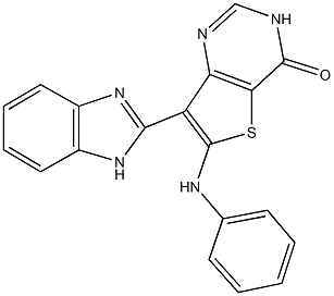 6-anilino-7-(1H-benzimidazol-2-yl)thieno[3,2-d]pyrimidin-4(3H)-one Struktur