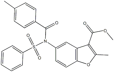 methyl 2-methyl-5-[(4-methylbenzoyl)(phenylsulfonyl)amino]-1-benzofuran-3-carboxylate Struktur