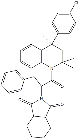 2-[1-benzyl-2-(4-(4-chlorophenyl)-2,2,4-trimethyl-3,4-dihydro-1(2H)-quinolinyl)-2-oxoethyl]hexahydro-1H-isoindole-1,3(2H)-dione Struktur