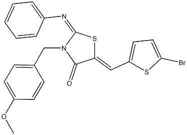 5-[(5-bromo-2-thienyl)methylene]-3-(4-methoxybenzyl)-2-(phenylimino)-1,3-thiazolidin-4-one Struktur