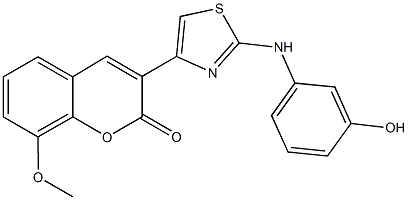 3-[2-(3-hydroxyanilino)-1,3-thiazol-4-yl]-8-methoxy-2H-chromen-2-one Struktur