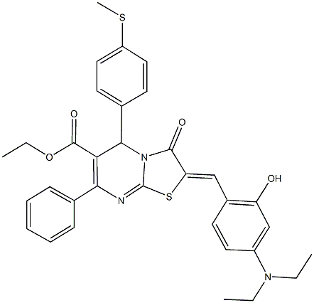 ethyl 2-[4-(diethylamino)-2-hydroxybenzylidene]-5-[4-(methylsulfanyl)phenyl]-3-oxo-7-phenyl-2,3-dihydro-5H-[1,3]thiazolo[3,2-a]pyrimidine-6-carboxylate Struktur