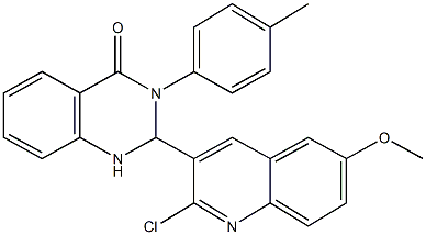 2-(2-chloro-6-methoxy-3-quinolinyl)-3-(4-methylphenyl)-2,3-dihydro-4(1H)-quinazolinone Struktur