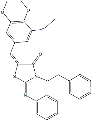 3-(2-phenylethyl)-2-(phenylimino)-5-(3,4,5-trimethoxybenzylidene)-1,3-thiazolidin-4-one Struktur