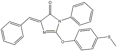 5-benzylidene-2-[4-(methylsulfanyl)phenoxy]-3-phenyl-3,5-dihydro-4H-imidazol-4-one Struktur