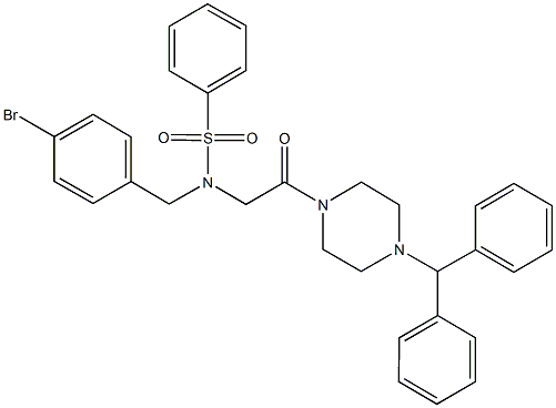 N-[2-(4-benzhydryl-1-piperazinyl)-2-oxoethyl]-N-(4-bromobenzyl)benzenesulfonamide Struktur