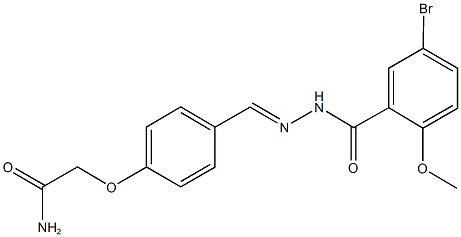 2-{4-[2-(5-bromo-2-methoxybenzoyl)carbohydrazonoyl]phenoxy}acetamide Struktur