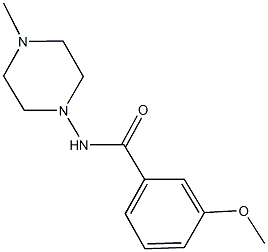 3-methoxy-N-(4-methyl-1-piperazinyl)benzamide Struktur