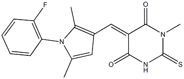 5-{[1-(2-fluorophenyl)-2,5-dimethyl-1H-pyrrol-3-yl]methylene}-1-methyl-2-thioxodihydro-4,6(1H,5H)-pyrimidinedione Struktur