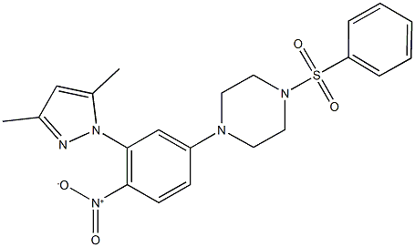 1-{3-(3,5-dimethyl-1H-pyrazol-1-yl)-4-nitrophenyl}-4-(phenylsulfonyl)piperazine Struktur