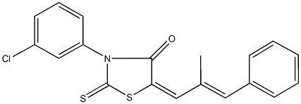 3-(3-chlorophenyl)-5-(2-methyl-3-phenyl-2-propenylidene)-2-thioxo-1,3-thiazolidin-4-one Struktur