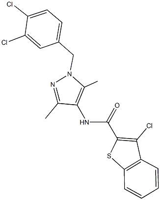 3-chloro-N-[1-(3,4-dichlorobenzyl)-3,5-dimethyl-1H-pyrazol-4-yl]-1-benzothiophene-2-carboxamide Struktur