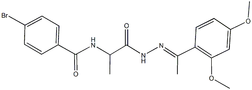 4-bromo-N-(2-{2-[1-(2,4-dimethoxyphenyl)ethylidene]hydrazino}-1-methyl-2-oxoethyl)benzamide Struktur