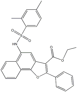 ethyl 5-{[(2,4-dimethylphenyl)sulfonyl]amino}-2-phenylnaphtho[1,2-b]furan-3-carboxylate Struktur