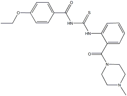 N-(4-ethoxybenzoyl)-N'-{2-[(4-methyl-1-piperazinyl)carbonyl]phenyl}thiourea Struktur