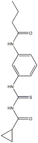 N-[3-({[(cyclopropylcarbonyl)amino]carbothioyl}amino)phenyl]butanamide Struktur