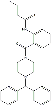 N-{2-[(4-benzhydryl-1-piperazinyl)carbonyl]phenyl}butanamide Struktur