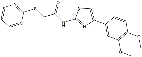 N-[4-(3,4-dimethoxyphenyl)-1,3-thiazol-2-yl]-2-(2-pyrimidinylsulfanyl)acetamide Struktur