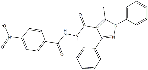 N'-{4-nitrobenzoyl}-5-methyl-1,3-diphenyl-1H-pyrazole-4-carbohydrazide Struktur