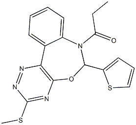 3-(methylsulfanyl)-7-propionyl-6-(2-thienyl)-6,7-dihydro[1,2,4]triazino[5,6-d][3,1]benzoxazepine Struktur