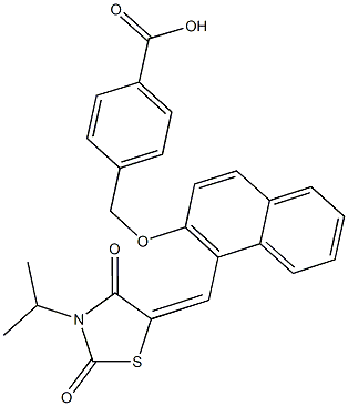 4-[({1-[(3-isopropyl-2,4-dioxo-1,3-thiazolidin-5-ylidene)methyl]-2-naphthyl}oxy)methyl]benzoic acid Struktur