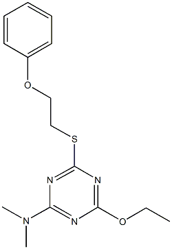 N-{4-ethoxy-6-[(2-phenoxyethyl)sulfanyl]-1,3,5-triazin-2-yl}-N,N-dimethylamine Struktur