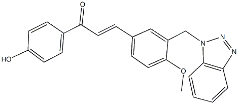 3-[3-(1H-1,2,3-benzotriazol-1-ylmethyl)-4-methoxyphenyl]-1-(4-hydroxyphenyl)-2-propen-1-one Struktur