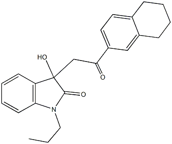 3-hydroxy-3-[2-oxo-2-(5,6,7,8-tetrahydro-2-naphthalenyl)ethyl]-1-propyl-1,3-dihydro-2H-indol-2-one Struktur