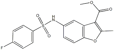 methyl 5-{[(4-fluorophenyl)sulfonyl]amino}-2-methyl-1-benzofuran-3-carboxylate Struktur