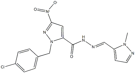 1-(4-chlorobenzyl)-3-nitro-N'-[(1-methyl-1H-pyrazol-5-yl)methylene]-1H-pyrazole-5-carbohydrazide Struktur