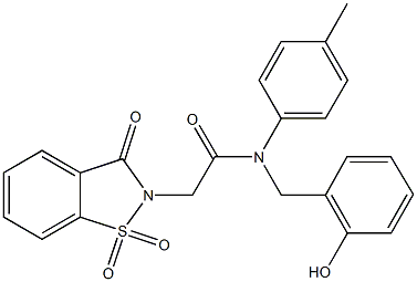 2-(1,1-dioxido-3-oxo-1,2-benzisothiazol-2(3H)-yl)-N-(2-hydroxybenzyl)-N-(4-methylphenyl)acetamide Struktur