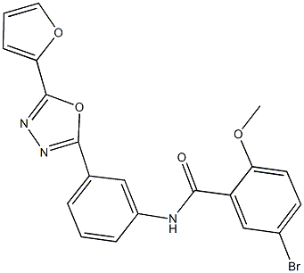 5-bromo-N-{3-[5-(2-furyl)-1,3,4-oxadiazol-2-yl]phenyl}-2-methoxybenzamide Struktur