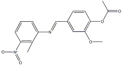 4-[({3-nitro-2-methylphenyl}imino)methyl]-2-methoxyphenyl acetate Struktur