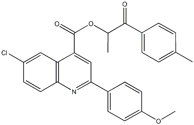 1-methyl-2-(4-methylphenyl)-2-oxoethyl 6-chloro-2-(4-methoxyphenyl)-4-quinolinecarboxylate Struktur