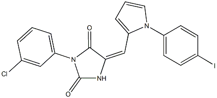 3-(3-chlorophenyl)-5-{[1-(4-iodophenyl)-1H-pyrrol-2-yl]methylene}-2,4-imidazolidinedione Struktur