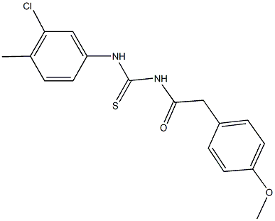 N-(3-chloro-4-methylphenyl)-N'-[(4-methoxyphenyl)acetyl]thiourea Struktur