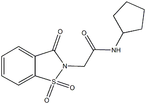 N-cyclopentyl-2-(1,1-dioxido-3-oxo-1,2-benzisothiazol-2(3H)-yl)acetamide Struktur