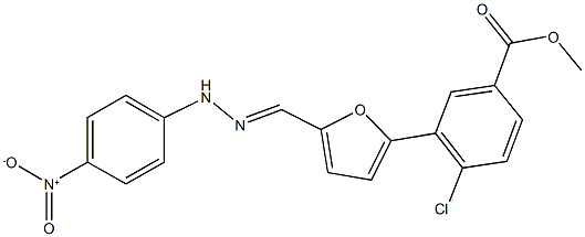 methyl 4-chloro-3-[5-(2-{4-nitrophenyl}carbohydrazonoyl)-2-furyl]benzoate Struktur