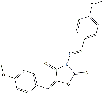 5-(4-methoxybenzylidene)-3-[(4-methoxybenzylidene)amino]-2-thioxo-1,3-thiazolidin-4-one Struktur