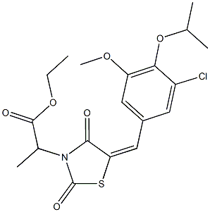 ethyl 2-[5-(3-chloro-4-isopropoxy-5-methoxybenzylidene)-2,4-dioxo-1,3-thiazolidin-3-yl]propanoate Struktur