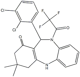 11-(2,3-dichlorophenyl)-3,3-dimethyl-10-(trifluoroacetyl)-2,3,4,5,10,11-hexahydro-1H-dibenzo[b,e][1,4]diazepin-1-one Struktur