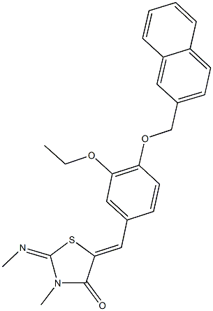 5-[3-ethoxy-4-(2-naphthylmethoxy)benzylidene]-3-methyl-2-(methylimino)-1,3-thiazolidin-4-one Struktur