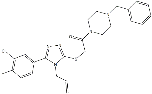 4-allyl-5-(3-chloro-4-methylphenyl)-4H-1,2,4-triazol-3-yl 2-(4-benzyl-1-piperazinyl)-2-oxoethyl sulfide Struktur