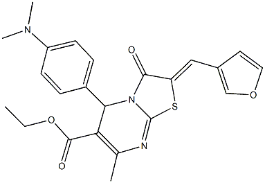 ethyl 5-[4-(dimethylamino)phenyl]-2-(3-furylmethylene)-7-methyl-3-oxo-2,3-dihydro-5H-[1,3]thiazolo[3,2-a]pyrimidine-6-carboxylate Struktur