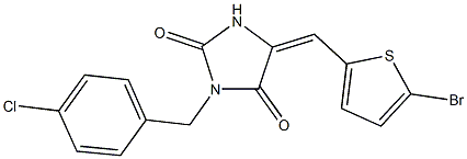 5-[(5-bromo-2-thienyl)methylene]-3-(4-chlorobenzyl)-2,4-imidazolidinedione Struktur